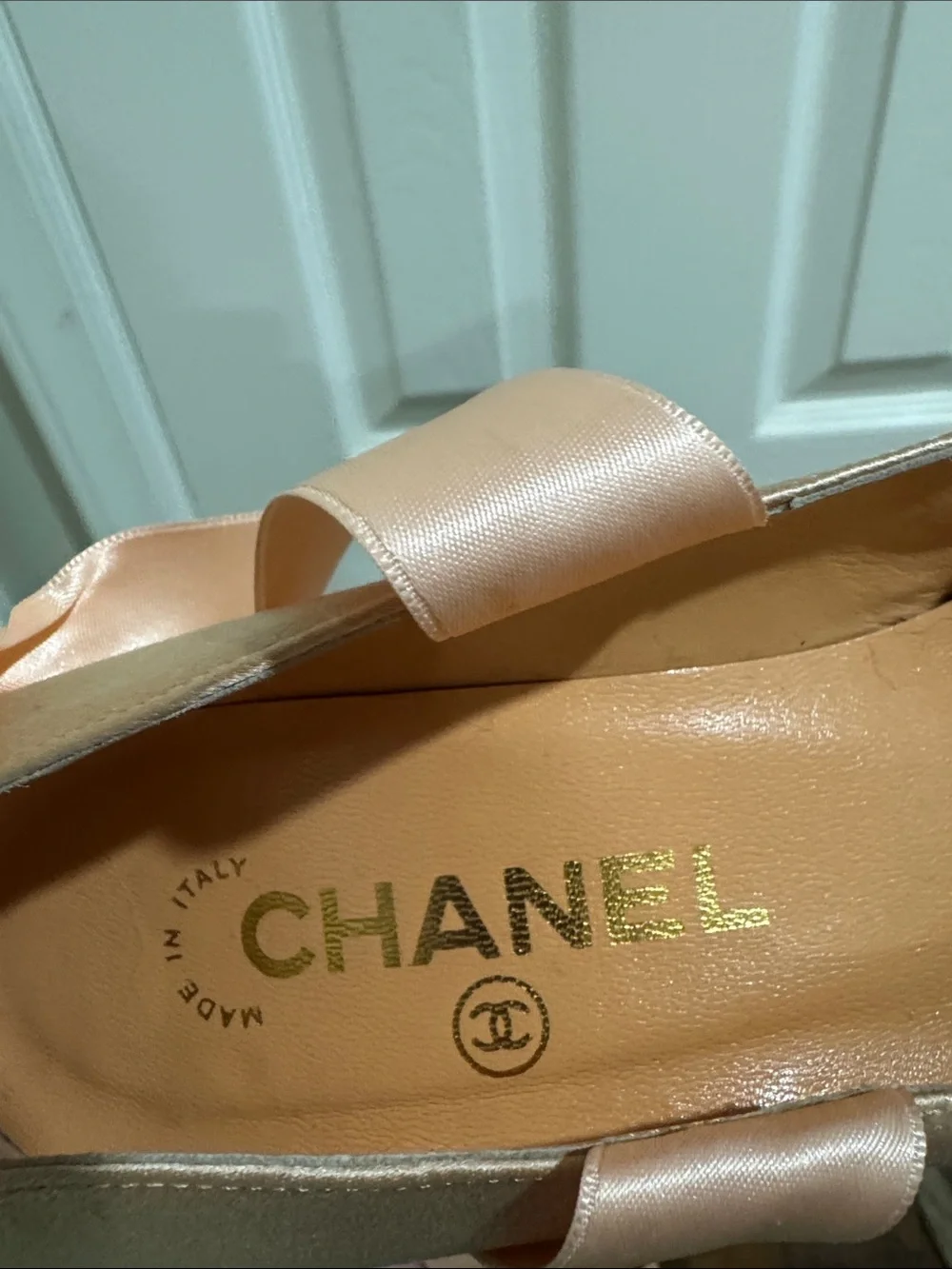 CHANEL/Blush/Pink Satin Ribbon/4” Ballet Heels/US Size 6.5/Worn Once! VINTAGE!!